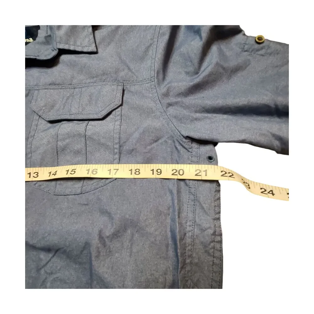 Prana Solid Blue Long Sleeve Button Down Shirt M